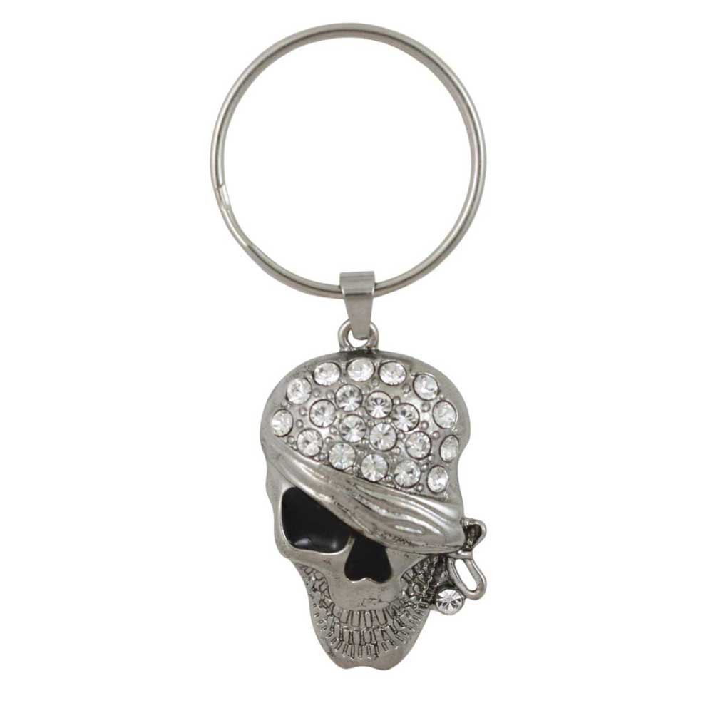Crystal Skull with Kerchief Keychain on white background - Lilylin Designs