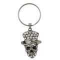 Keychain with skull design and top hat on a white background  - Lilylin Designs