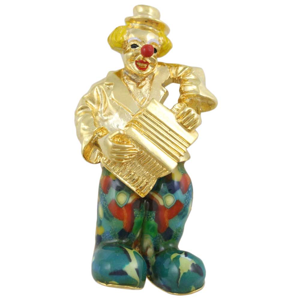 Lilylin Designs Circus Clown Playing Accordion Brooch Pin