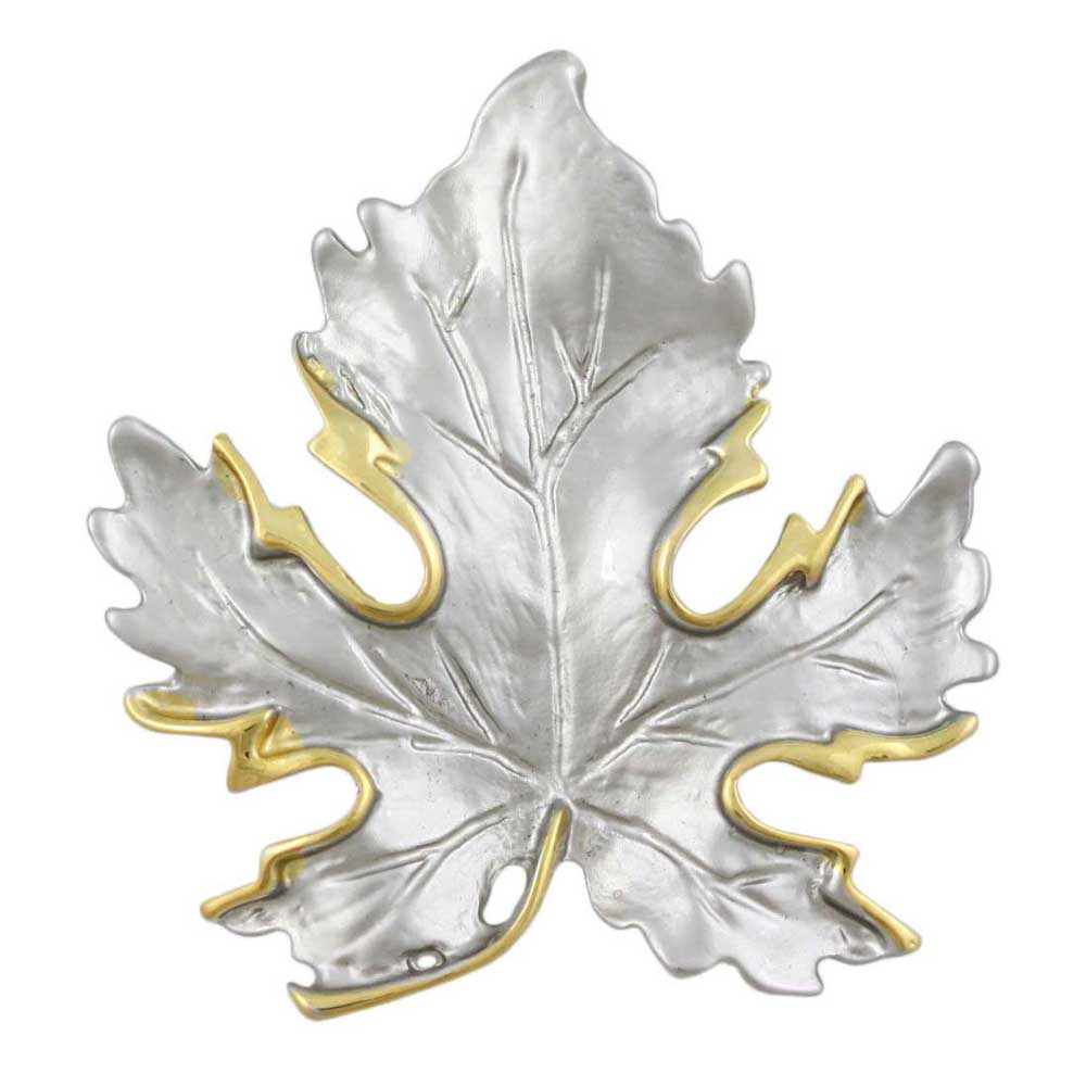Silver Maple Leaf Edged with Gold Brooch Pin - PF947 - Lilylin Designs