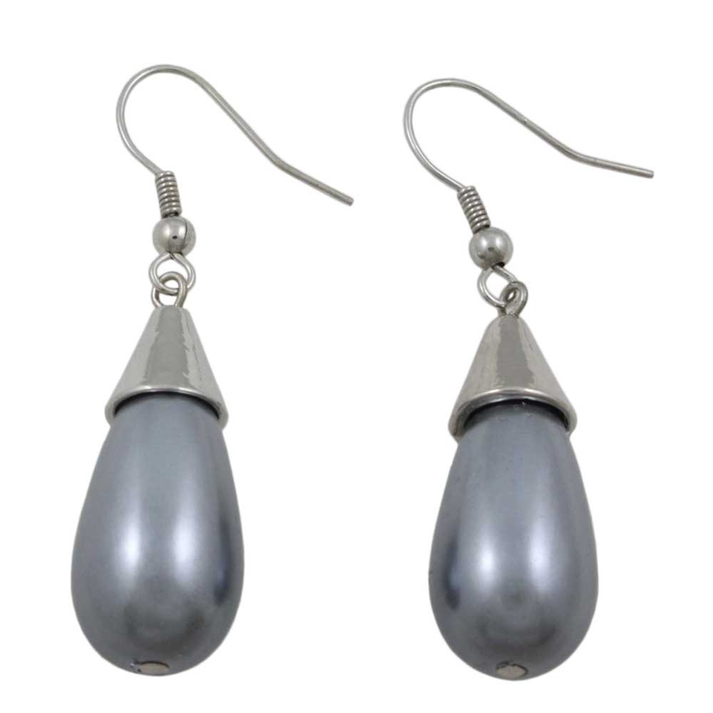 Gray Teardrop Pearl Dangling Pierced Earring - PNS204E - Lilylin Designs
