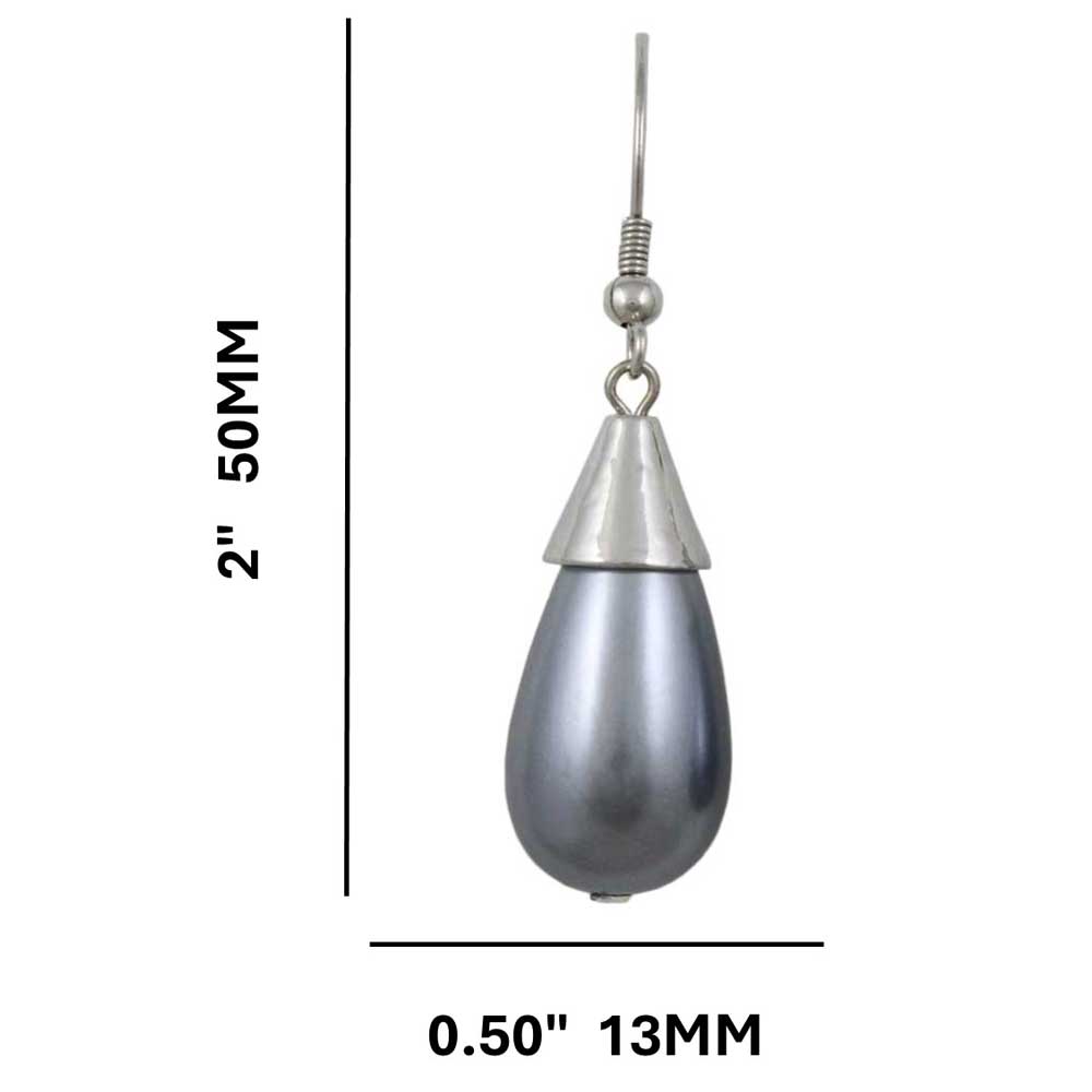 Gray Teardrop Pearl Dangling Pierced Earring - PNS204E - Lilylin Designs