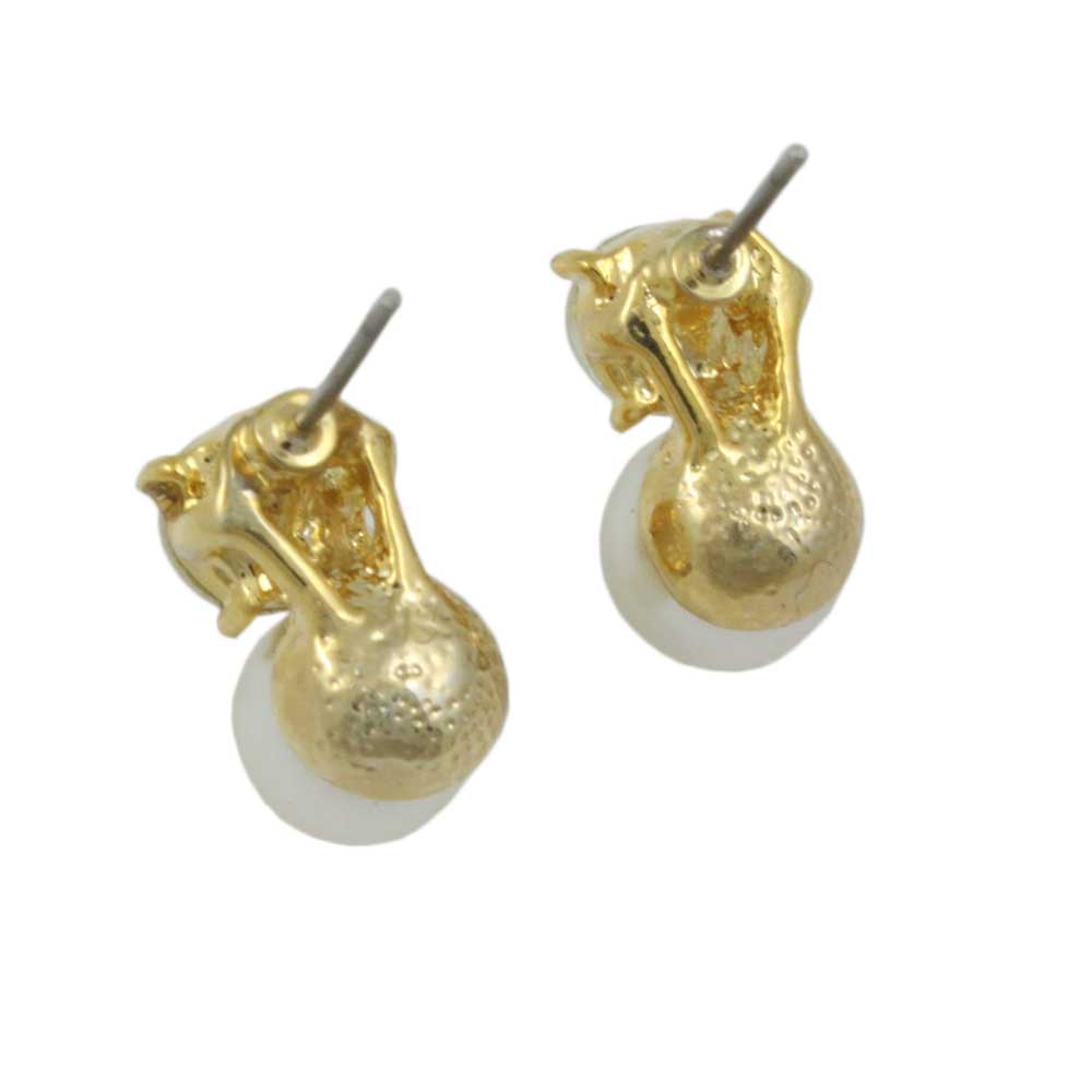 Clear Round Crystal with White Pearl Pierced Earring - PNS401E - Lilylin Designs