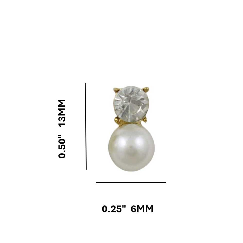 Clear Round Crystal with White Pearl Pierced Earring - PNS401E - Lilylin Designs