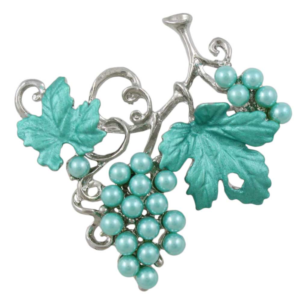 Lilylin Designs Green Pearl Grapes on the Vine Brooch Pin