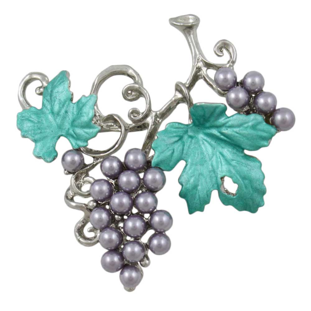 Purple Pearl Grapes on the Vine Brooch Pin - PP034PP - Lilylin Designs