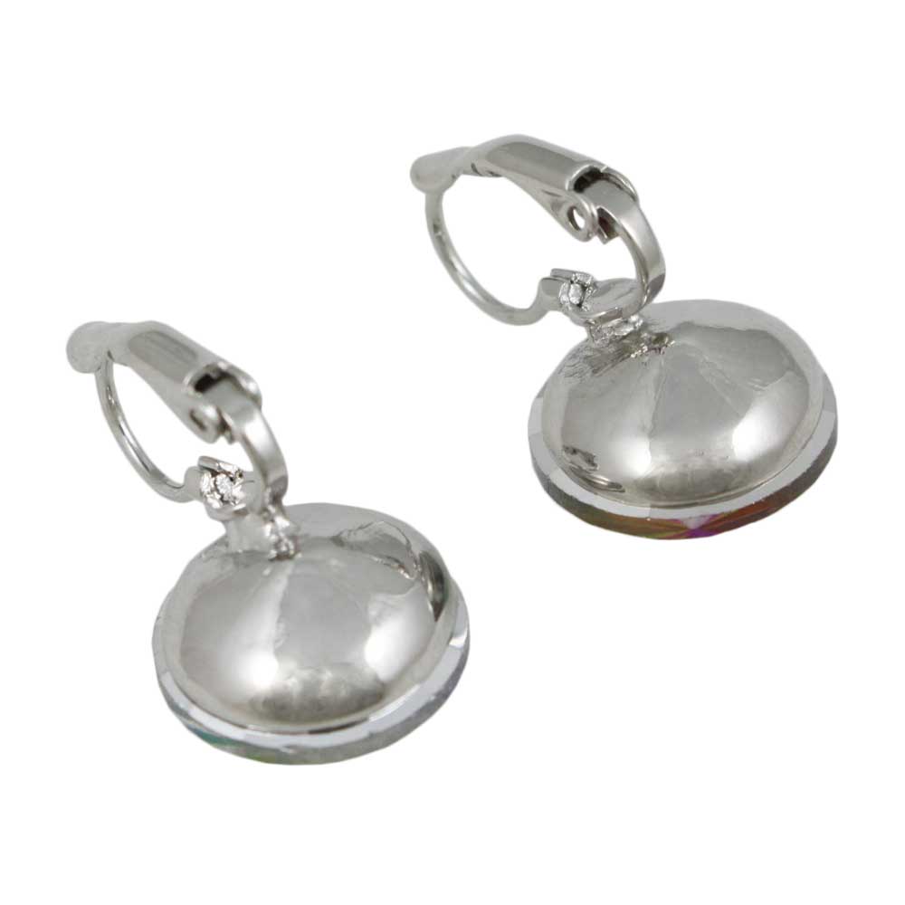 Round Iridescent Crystal Leverback Pierced Earring - PT019EVM - Lilylin Designs