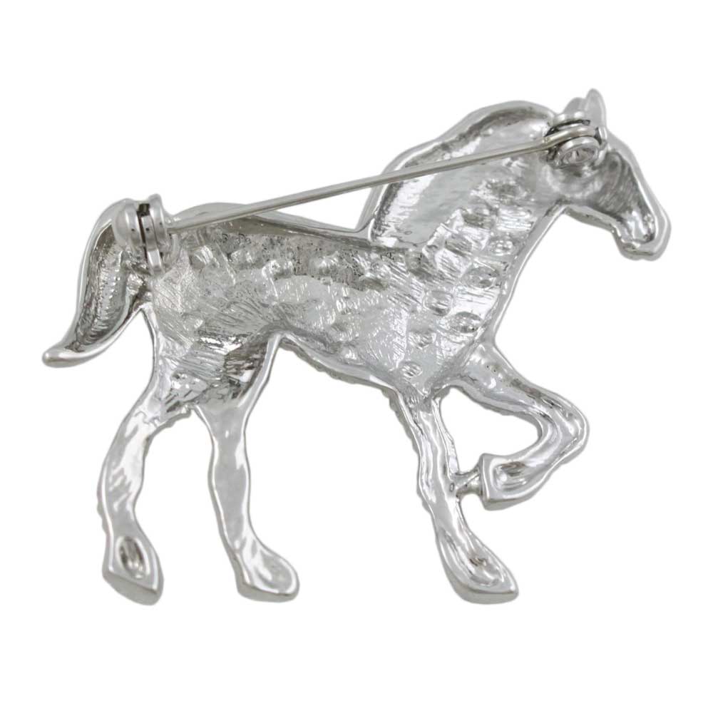 Silver Crystal Prancing Horse Brooch Pin - PRA018 - Lilylin Designs