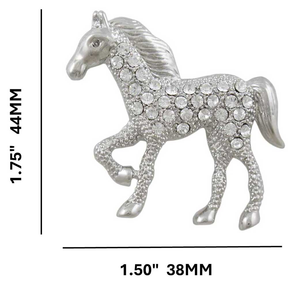 Silver Crystal Prancing Horse Brooch Pin - PRA018 - Lilylin Designs