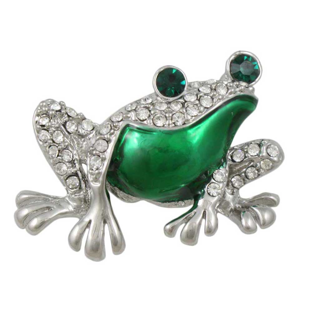 Lilylin Designs Frog with Metallic Green Enamel Belly Brooch Pin