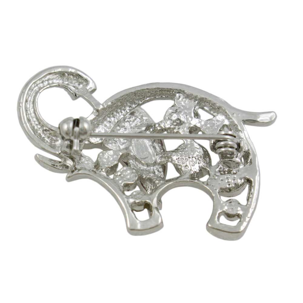 Purple Crystal Elephant with Raised Trunk Brooch Pin - PRA536A - Lilylin Designs