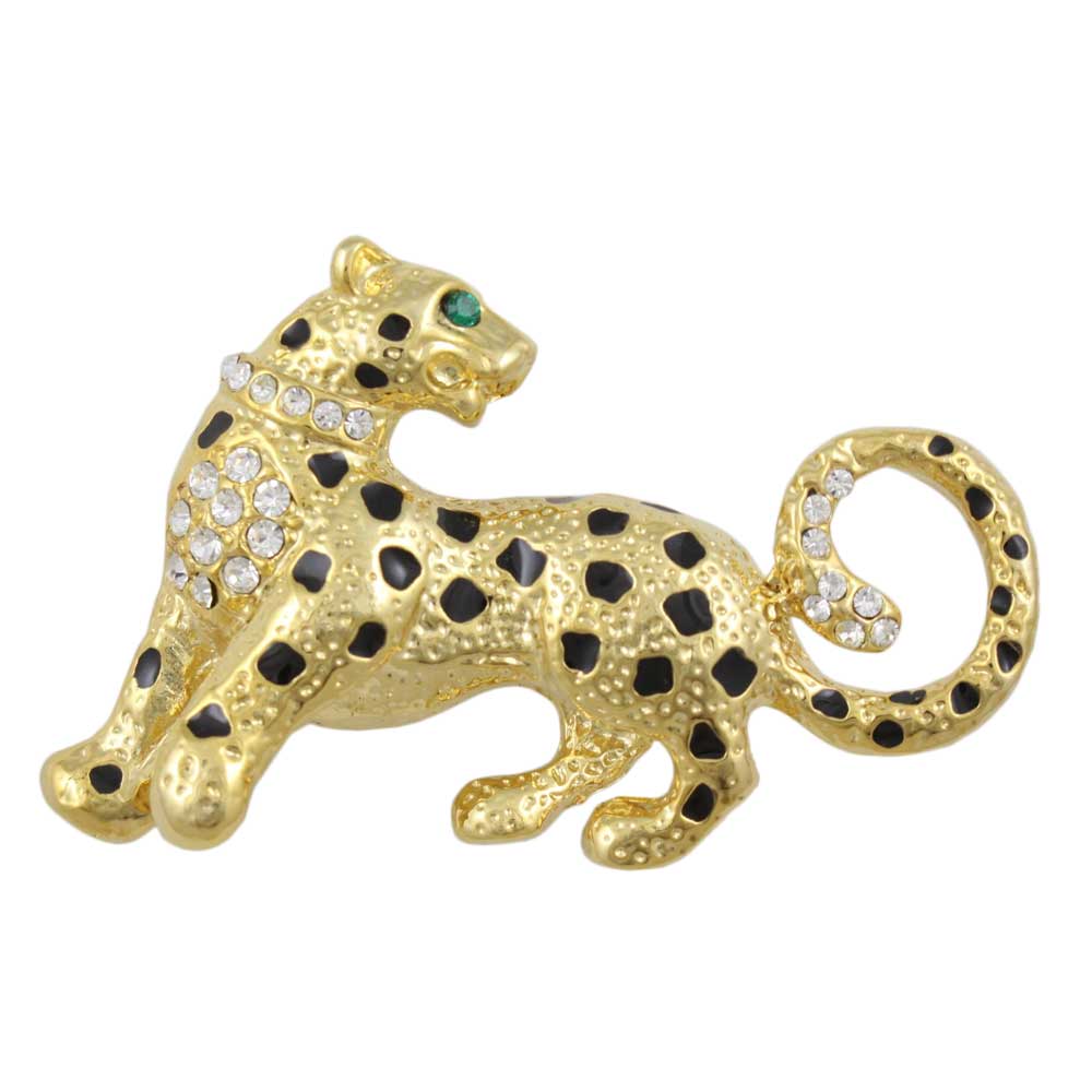 Cheetah Brooch Pin with Black Enamel Spots - PRA615B - Lilylin Designs
