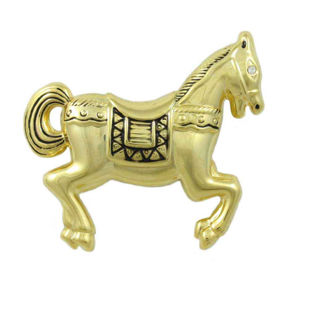Lilylin Designs Antique Gold-plated Carousel Horse Brooch Pin 