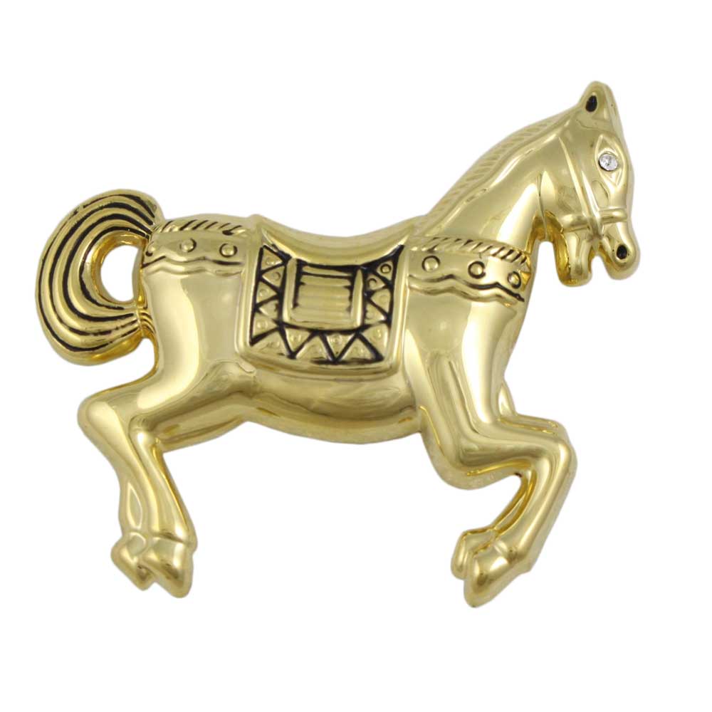 Antique Gold - plated Carousel Horse Brooch Pin - PRA719 - Lilylin Designs