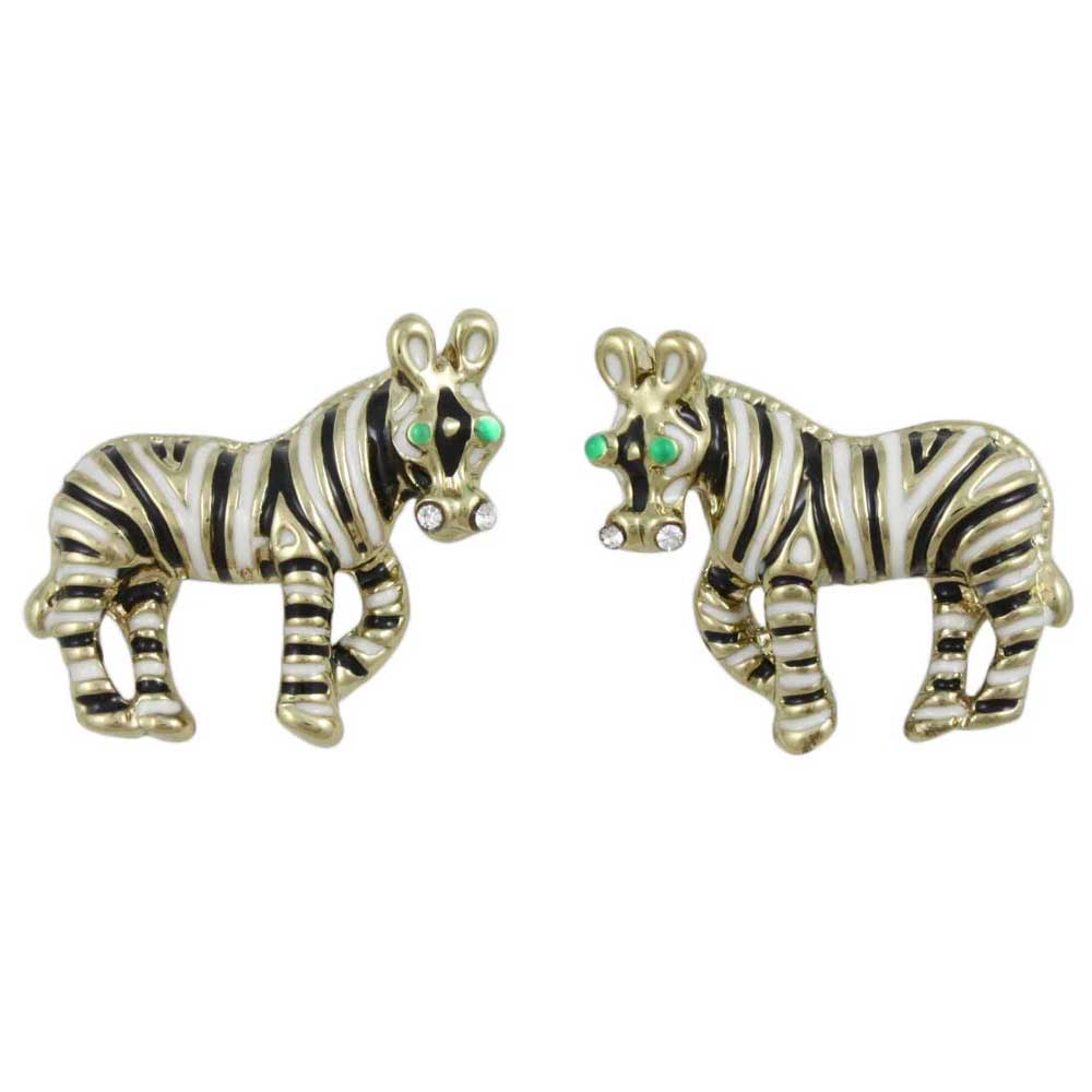 Black and White Enamel Zebra Pierced Earring - PRA819E - Lilylin Designs