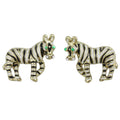 Black and White Enamel Zebra Pierced Earring - PRA819E