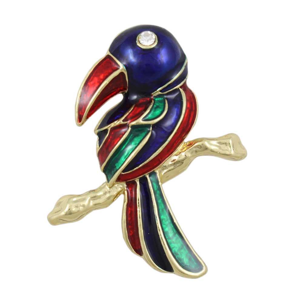 Blue Red Green Enamel Toucan Brooch Pin - PRB813 - Lilylin Designs