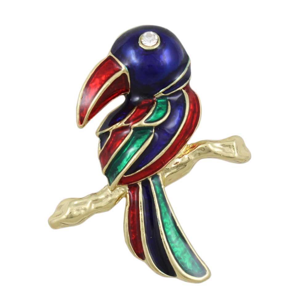 Lilylin Designs Blue Red Green Enamel Toucan Brooch Pin