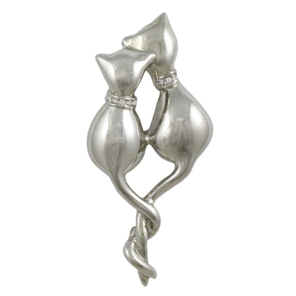 Lilylin Designs Silver Loving Cats with Entwined Tails Brooch Pin