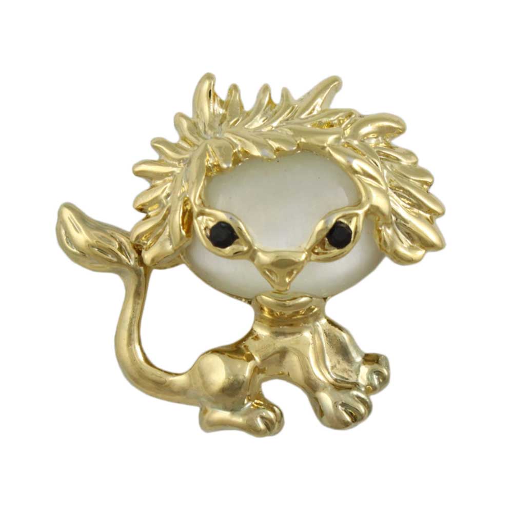 Lion with White Cats Eye Face Lapel Tac Pin - PRC510A - Lilylin Designs