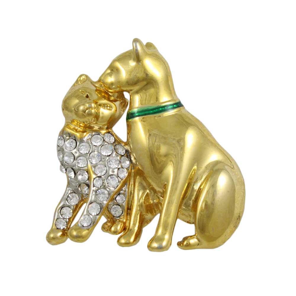 Lilylin Designs Gold and Clear Crystal Cat Lovers Brooch Pin
