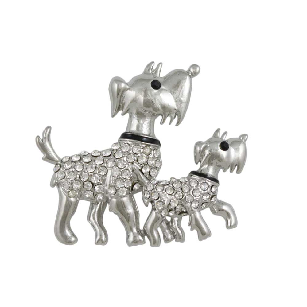 Crystal Father and Son Scotty Dogs Brooch Pin - PRD013 - Lilylin Designs