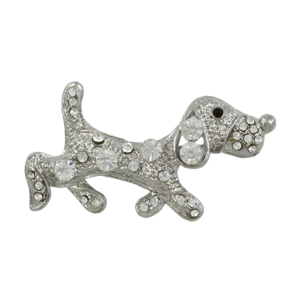 Silver with Crystals Strutting Beagle Dog Brooch Pin - PRD708 - Lilylin Designs