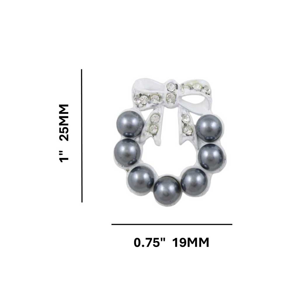 Gray Pearl Wreath with White Crystal Bow Pierced Earring - PRE004 - Lilylin Designs