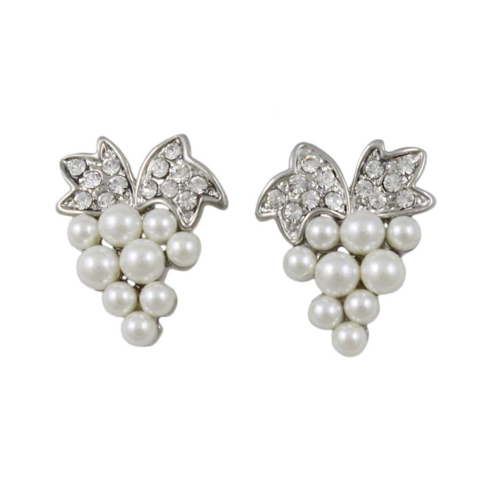 White Imitation Pearl Grapes Pierced Earring - PRE119S - Lilylin Designs