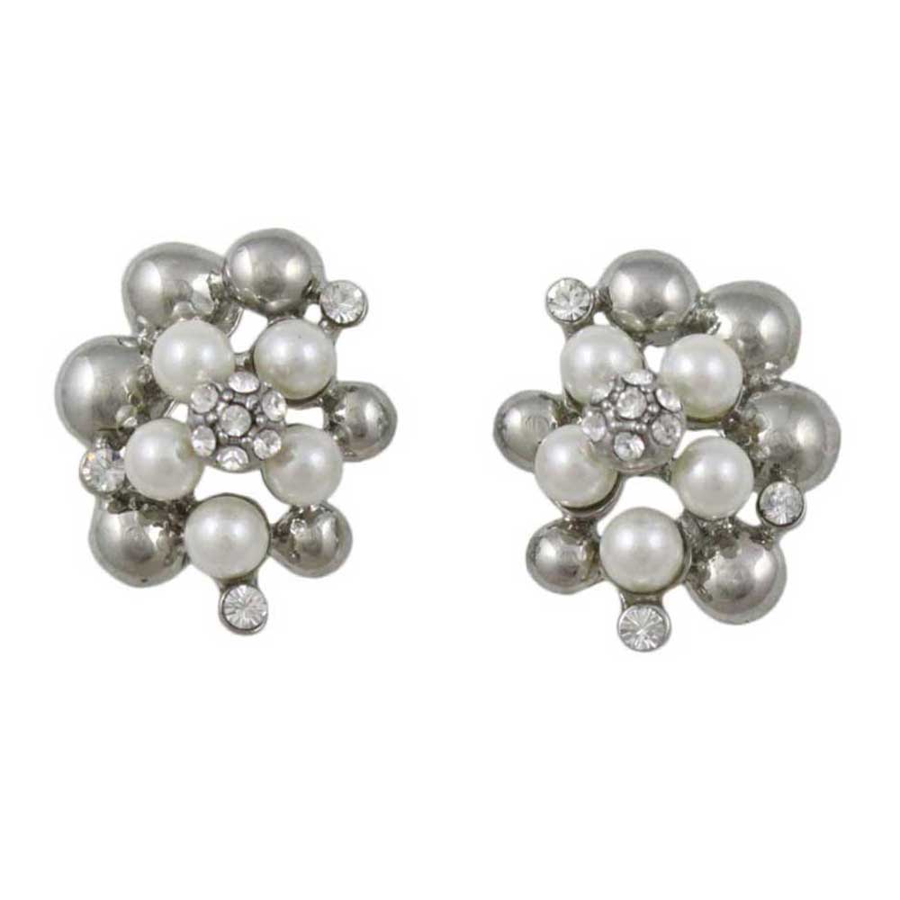 Lilylin Designs White Pearls with Silver Balls Pierced Earring