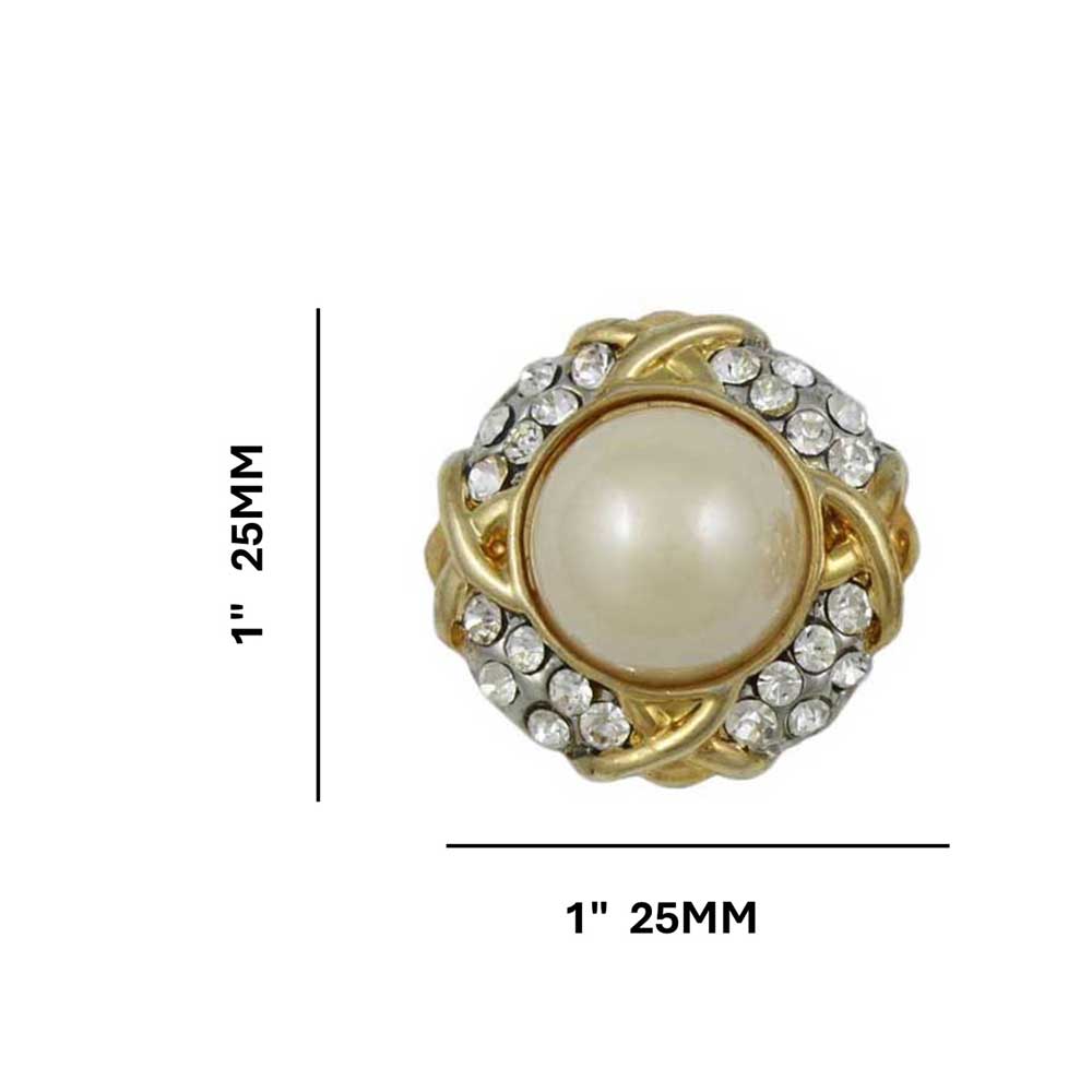 White Dome Pearl Surrounded by Crystals Clip Earring - PRE350 - Lilylin Designs