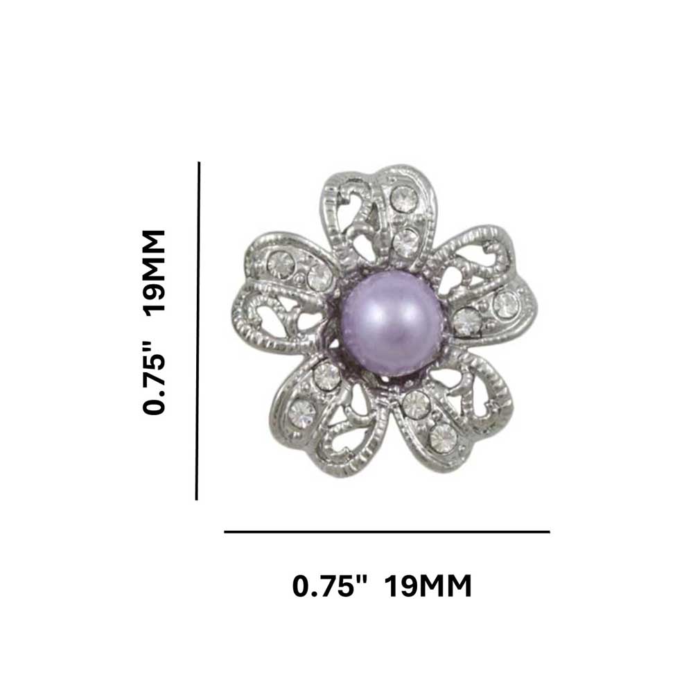 Crystal Flower with Purple Pearl Pierced Earring - PRE402 - Lilylin Designs