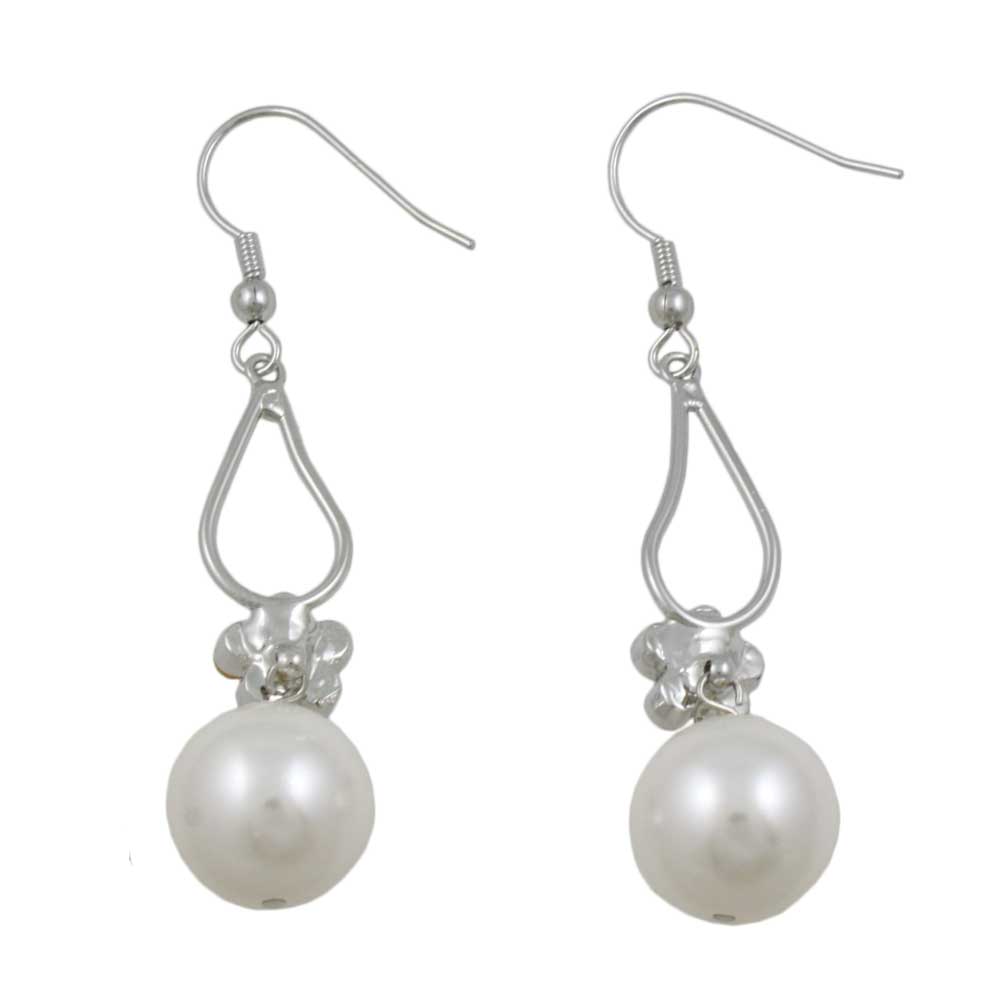 Crystal Flower with Dangling Pearl Pierced Earring - PRE709 - Lilylin Designs