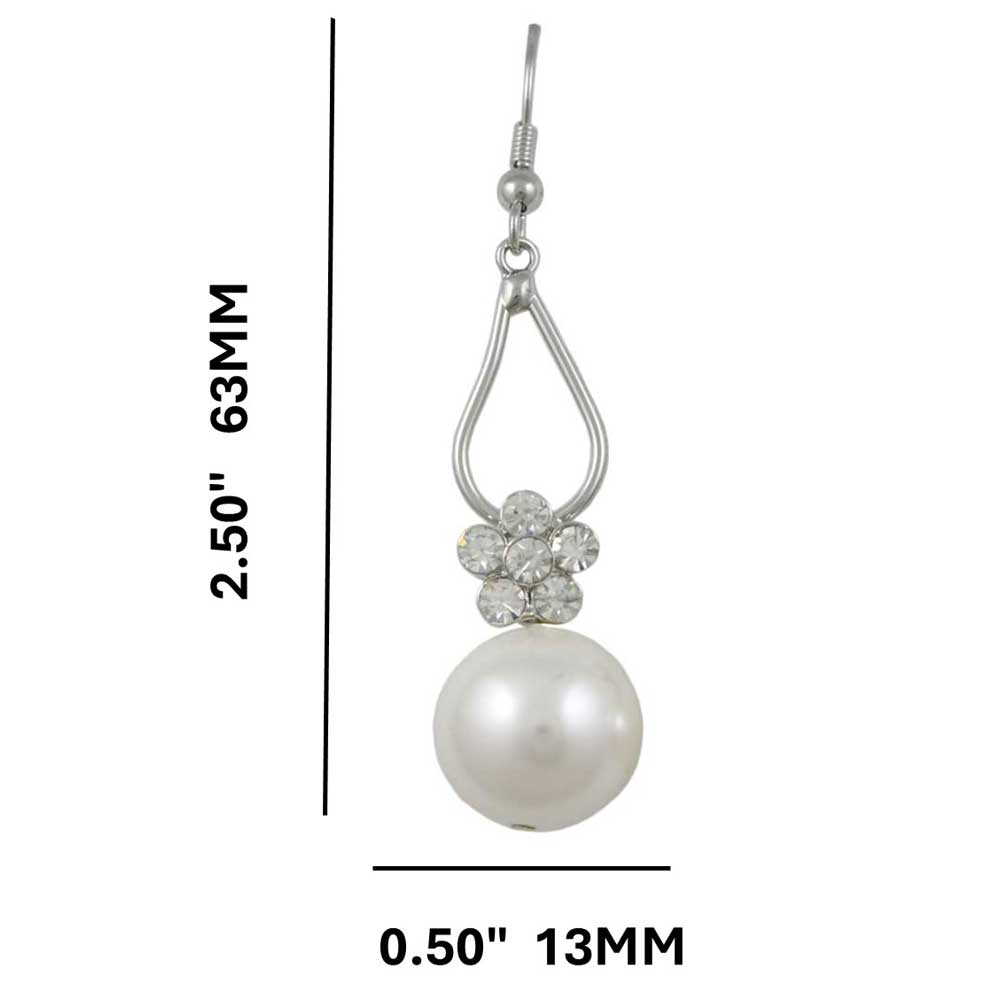 Crystal Flower with Dangling Pearl Pierced Earring - PRE709 - Lilylin Designs