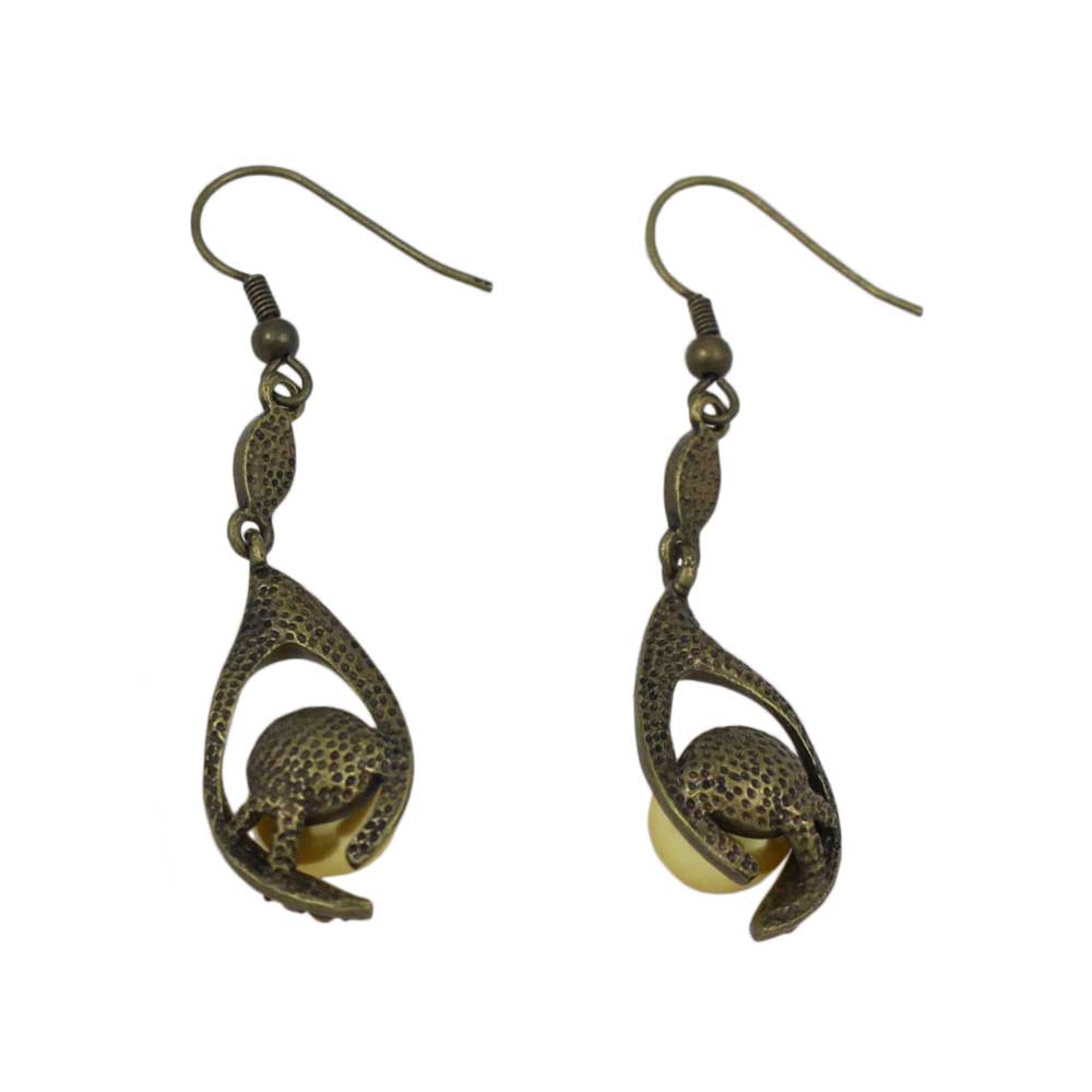 Yellow Crystals with Yellow Pearl Dangling Pierced Earring - PRE716 - Lilylin Designs