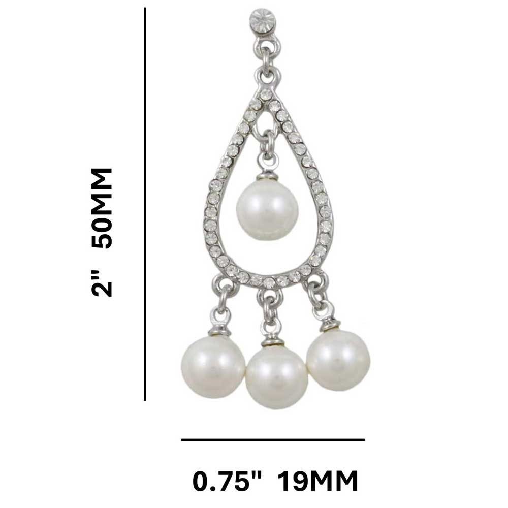 Crystal Teardrop with Dangling Pearl Balls Pierced Earring - PRE720 - Lilylin Designs
