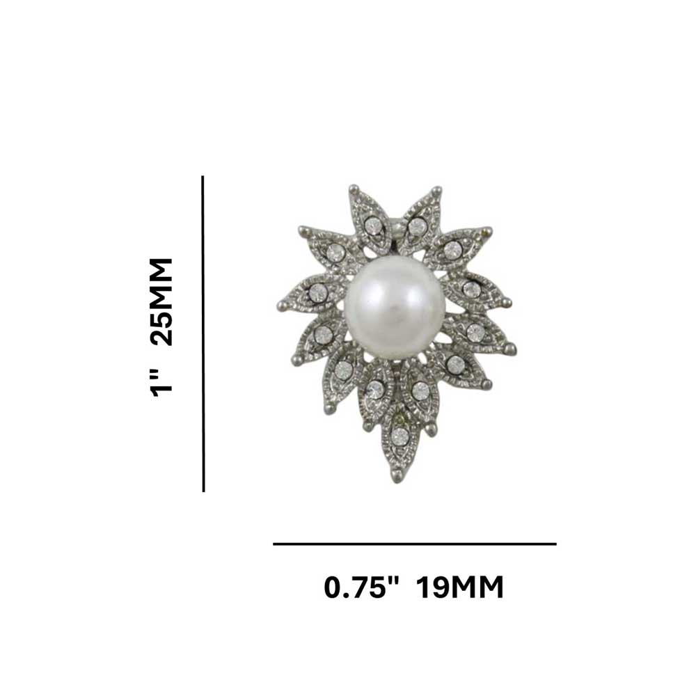 Crystal Sunburst with White Pearl Clip On Earring - PRE904C - Lilylin Designs