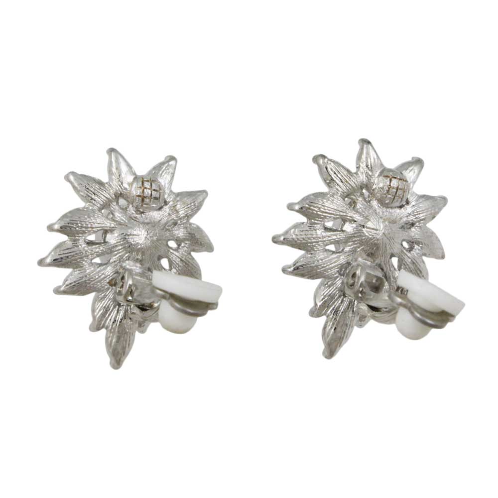 Crystal Sunburst with White Pearl Clip On Earring - PRE904C - Lilylin Designs