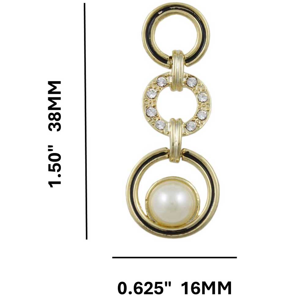 Black Enamel and Clear Crystal Circles Pearl Pierced Earring - PRE934 - Lilylin Designs