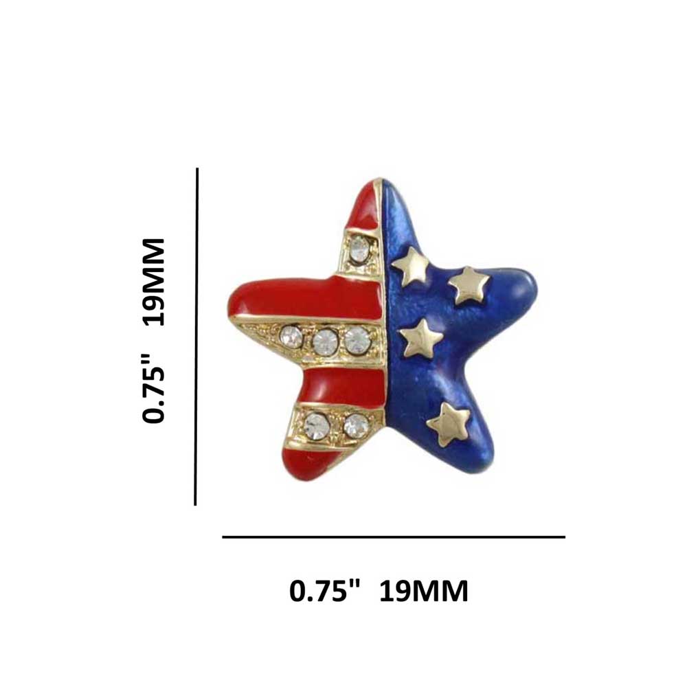 Gold Patriotic Red White Blue Star Pierced Earring - PRF154E - Lilylin Designs