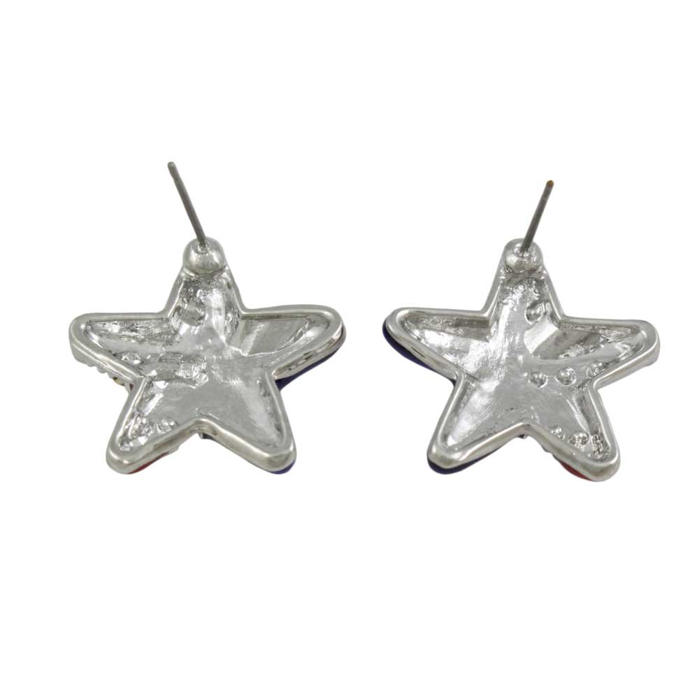 Silver Red White Blue Patriotic Star Pierced Earring - PRF154SE - Lilylin Designs