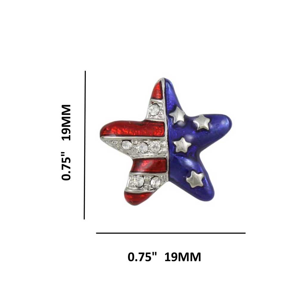 Silver Red White Blue Patriotic Star Pierced Earring - PRF154SE - Lilylin Designs