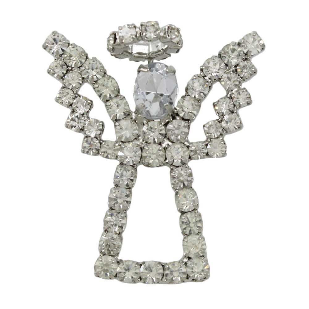 Lilylin Designs Silver Sparkling Crystal Angel with Halo Brooch Pin