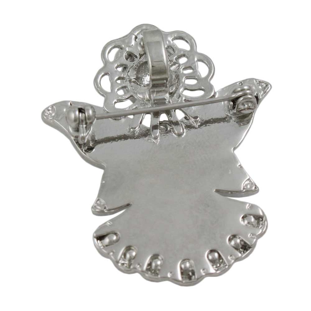 Crystal Angel Brooch Pin with Bow and Large Wings Pin - PRF243 - Lilylin Designs