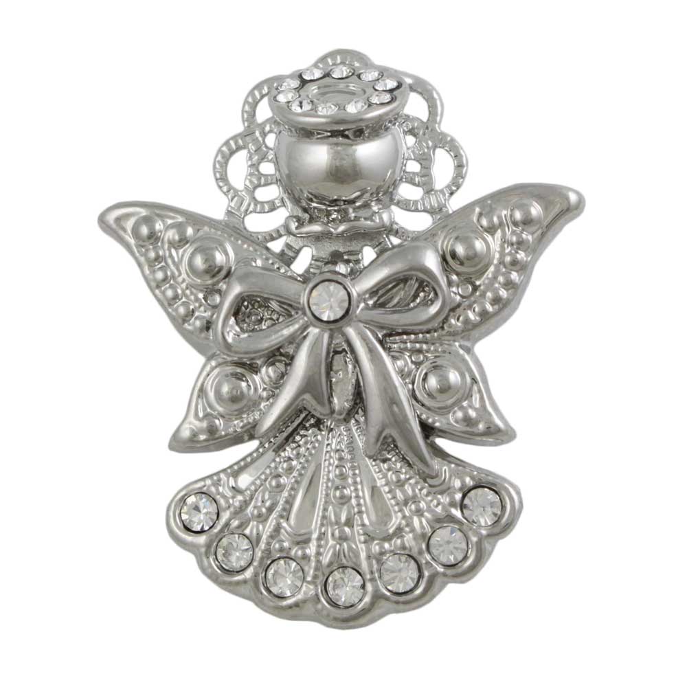 Lilylin Designs Crystal Angel Brooch Pin with Bow and Large Wings Pin