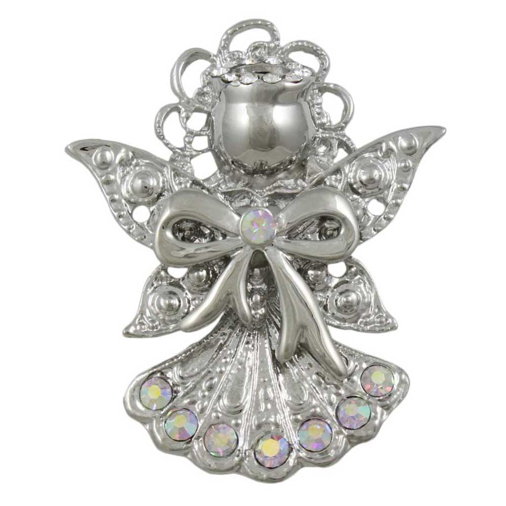 AB Crystal Angel Brooch Pin with Large Wings Pin - PRF243AB - Lilylin Designs