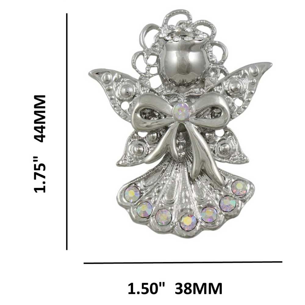 AB Crystal Angel Brooch Pin with Large Wings Pin - PRF243AB - Lilylin Designs