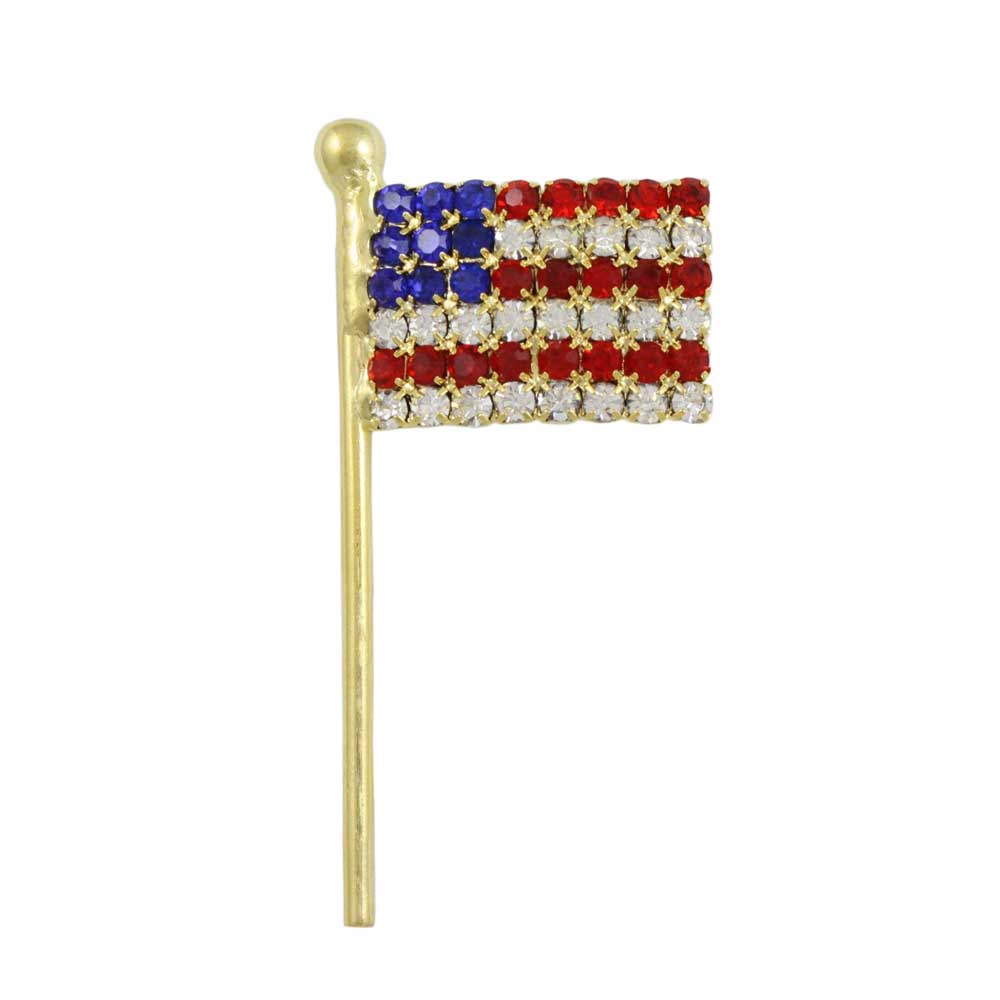 Red White Blue Crystal American Flag Brooch Pin - PRF251 - Lilylin Designs