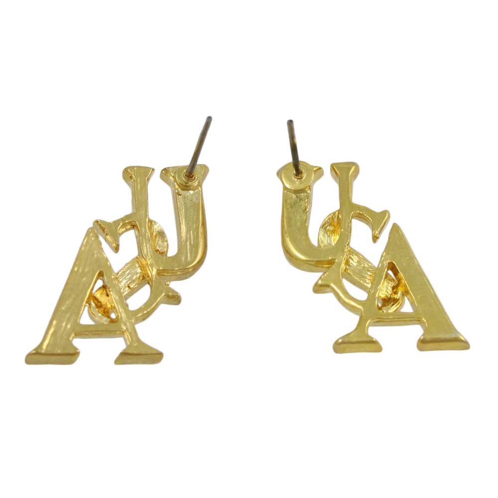 Gold Patriotic Red White Blue USA Pierced Earring - PRF304E - Lilylin Designs