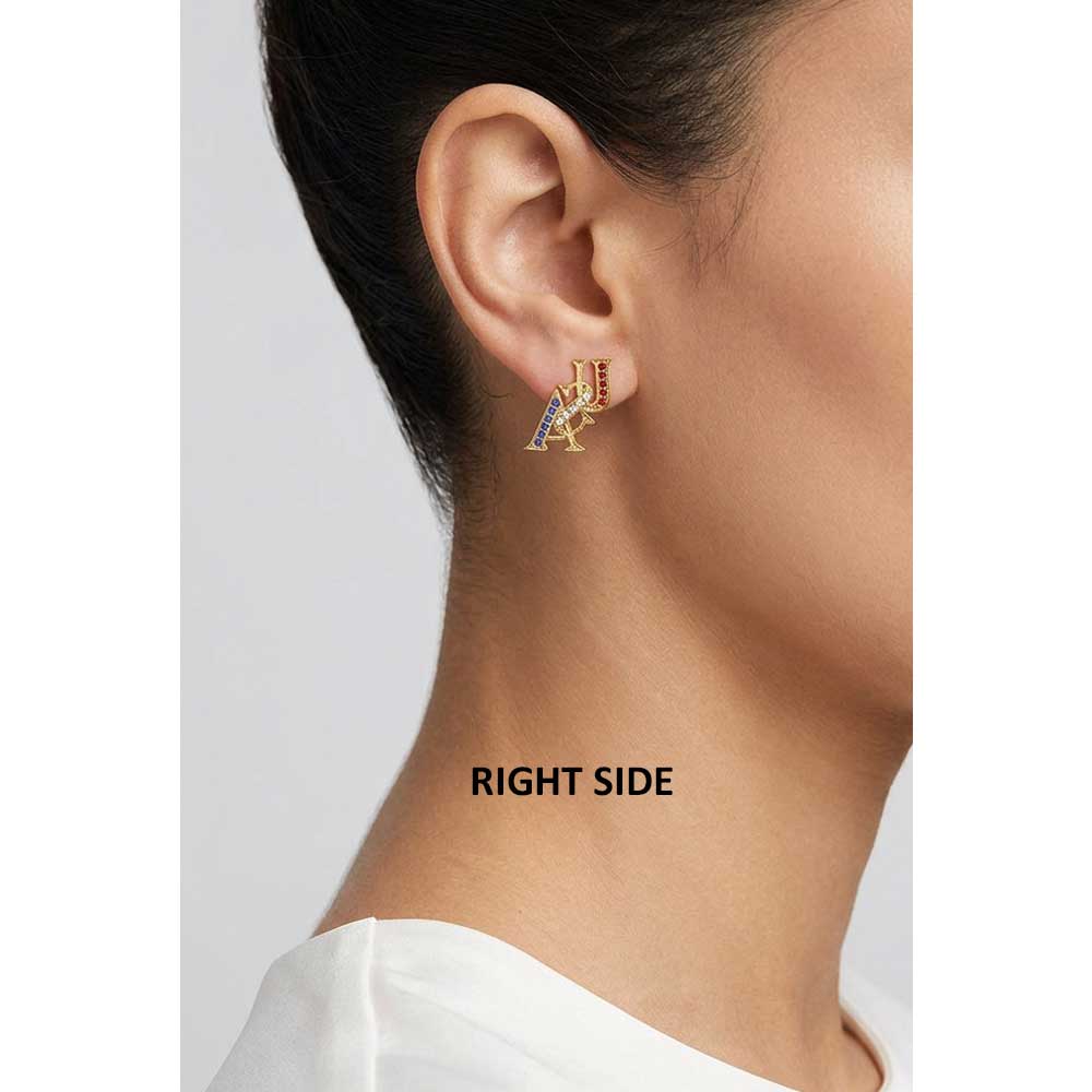 Gold Patriotic Red White Blue USA Pierced Earring - PRF304E